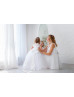 White Lace Tulle High Low Flower Girl Dress